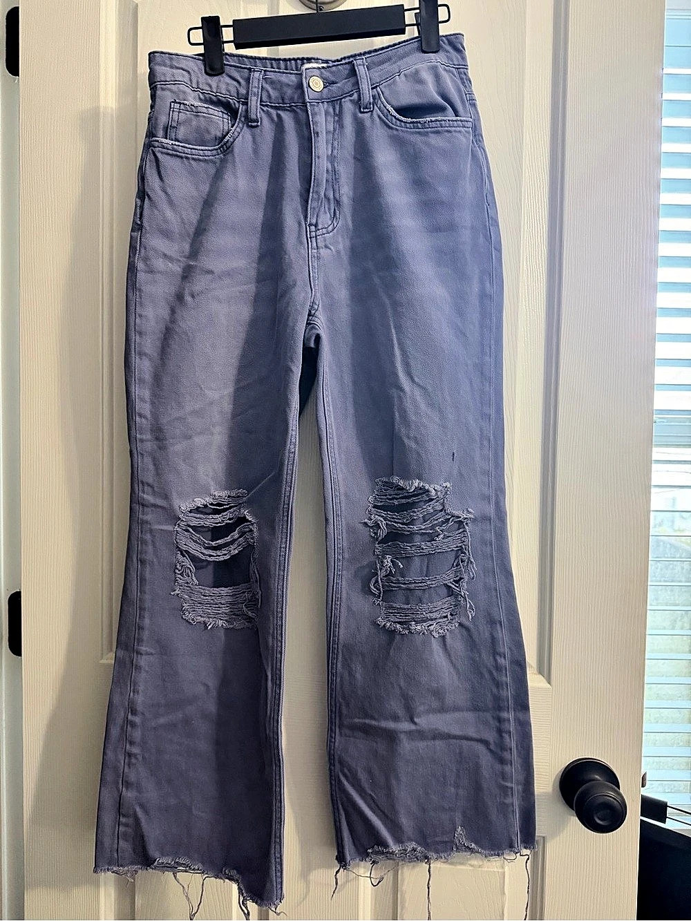 VERVET Straight Leg Distressed Jeans in Blue Waist 26